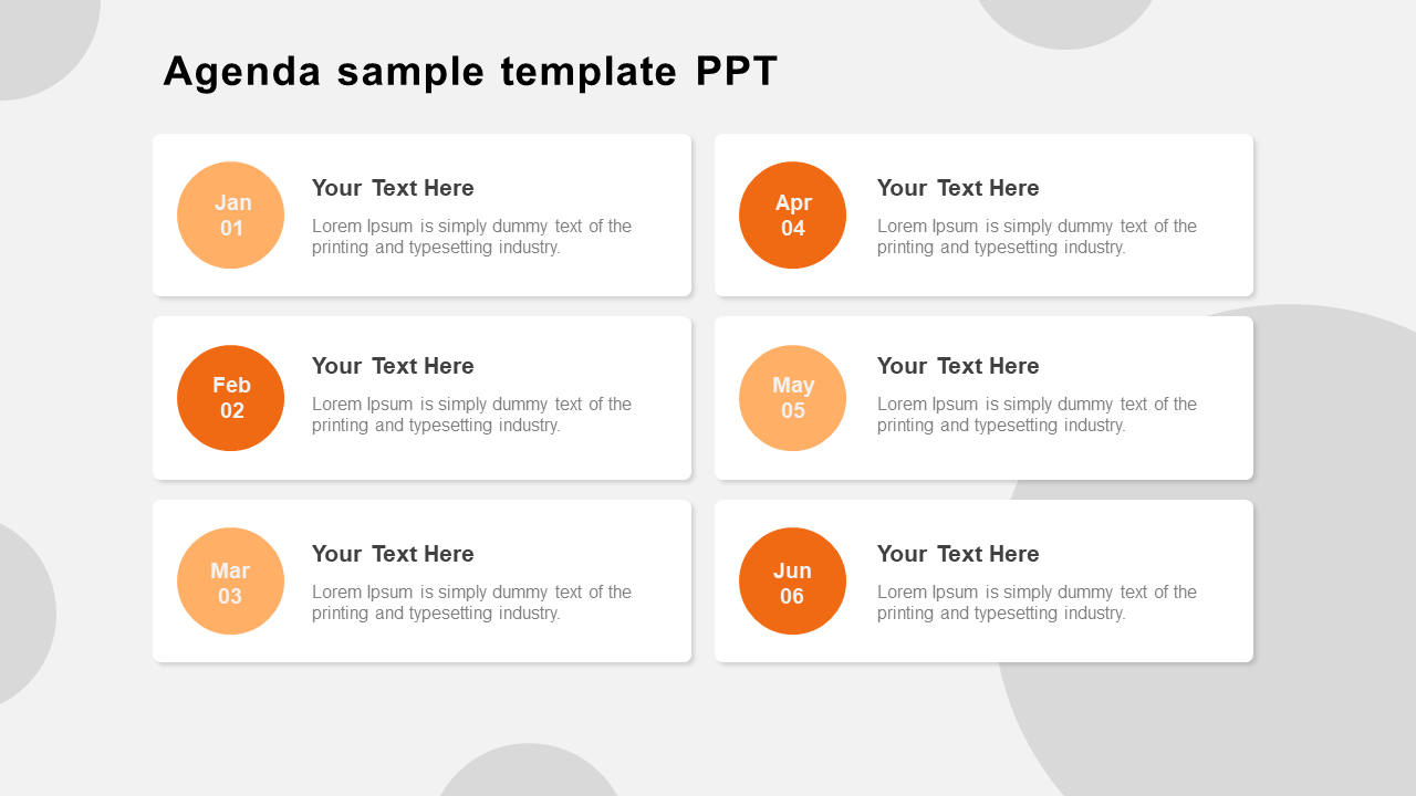 Free - Best Agenda Sample Template PPT With Six Nodes Slide